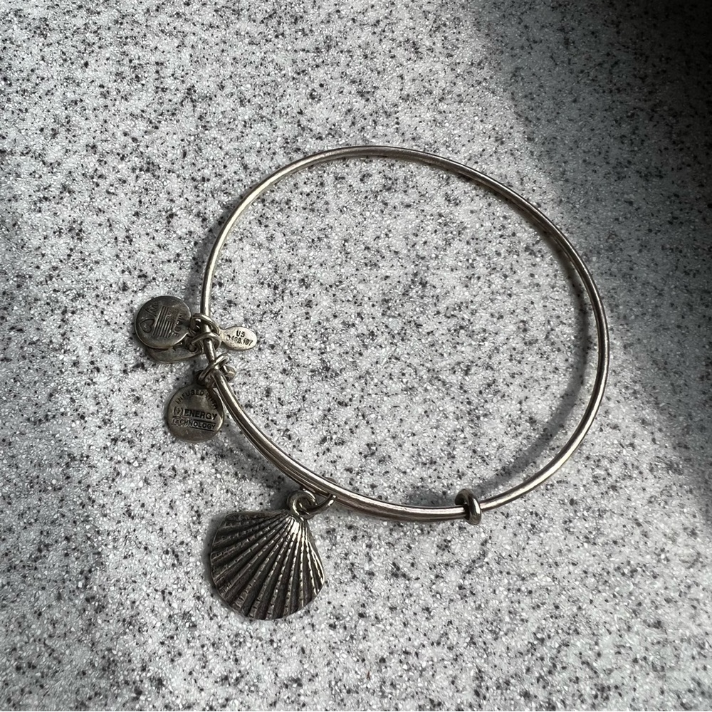 Alex and Ani Rafaelian Silver Seashell Charm Bangle Bracelet